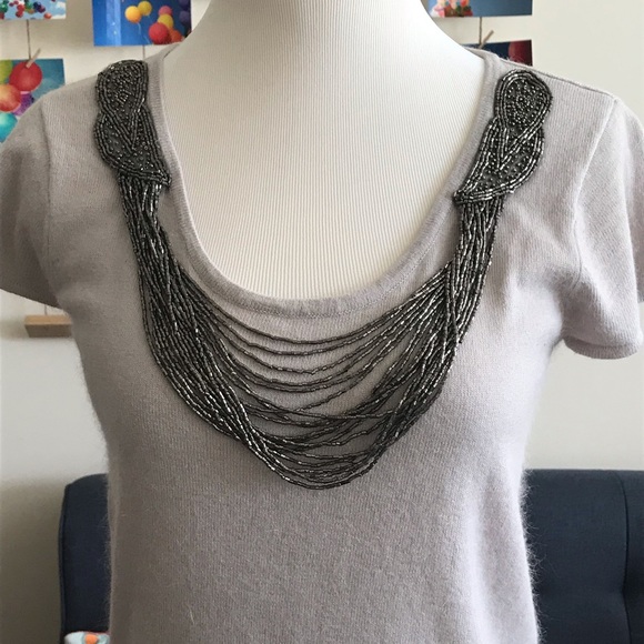 Adrienne Vittadini Embellished Sweater Top Size S - Picture 2 of 5